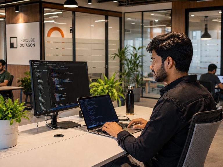 A StoriesIG engineer at work in the Bengaluru office